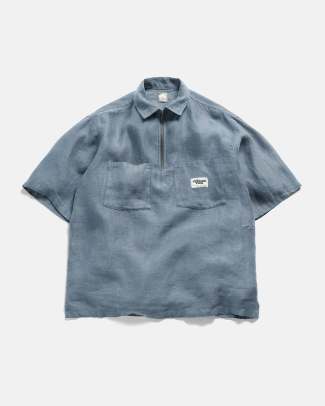 SS HOLLOW SHIRT - CHAMBRAY BLUE LINEN TWILL