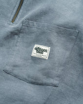 Ss Hollow Shirt Blue Linen Twill