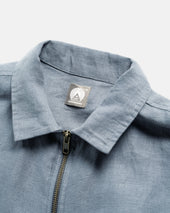Ss Hollow Shirt Blue Linen Twill