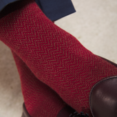 Rouge Grenat Taupe Chevrons Super Solide Laine Mazarin X Scavini