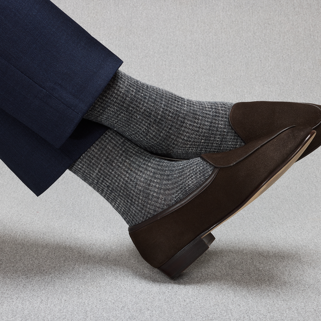 Anthracite & Gris clair - Pied-de-poule - Lin - Mazarin X Scavini