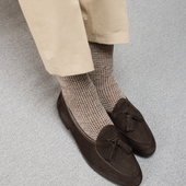 Marron Beige Pied De Poule Lin Mazarin X Scavini