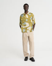Ss Wes Shirt Moss Riverbed Rocks Printed Vegan Silk