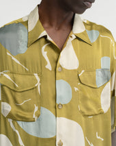 Ss Wes Shirt Moss Riverbed Rocks Printed Vegan Silk