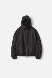 PURE SILK TAFTA SHIRRED ZIP HOOD JACKET