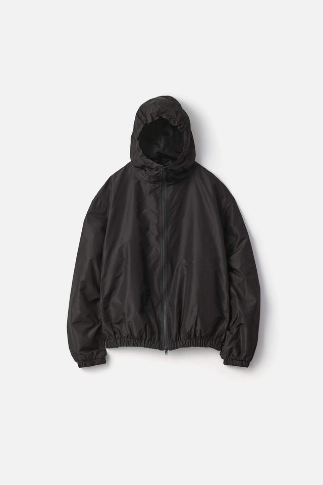 PURE SILK TAFTA SHIRRED ZIP HOOD JACKET
