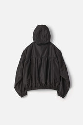 Pure Silk Tafta Shirred Zip Hood Jacket