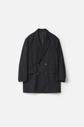 W Si Satin Peak Lapel Short Coat