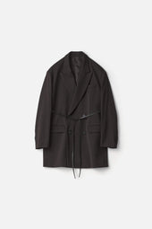 W Si Satin Peak Lapel Short Coat