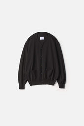 WOOL SILK KNIT TUCKED CARDIGAN