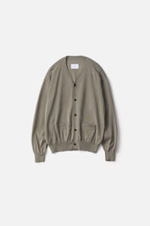 WOOL SILK KNIT TUCKED CARDIGAN