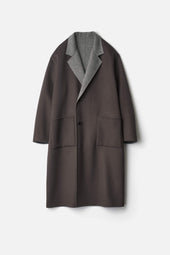 WOOL/CASHMERE REVERSIBLE NOTCH LAPEL COAT