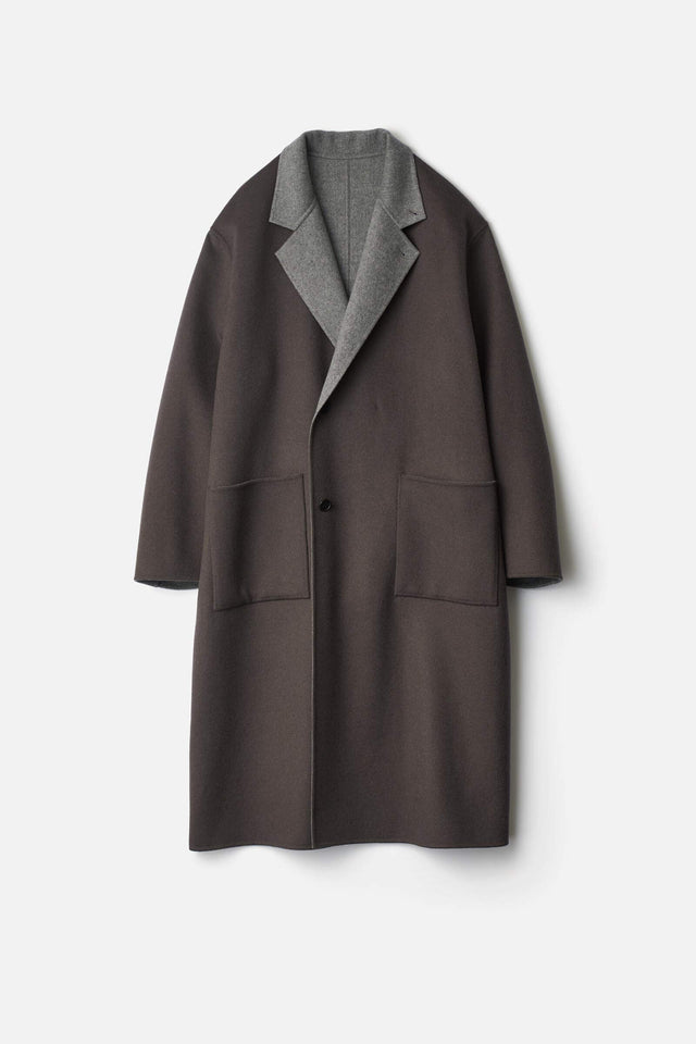 WOOL/CASHMERE REVERSIBLE NOTCH LAPEL COAT