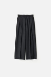 WOOL FLANNEL LONG WIDE TROUSERS
