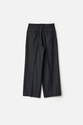 WOOL FLANNEL LONG WIDE TROUSERS