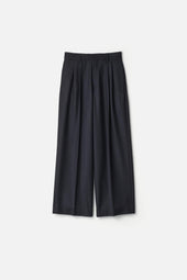 WOOL FLANNEL LONG WIDE TROUSERS