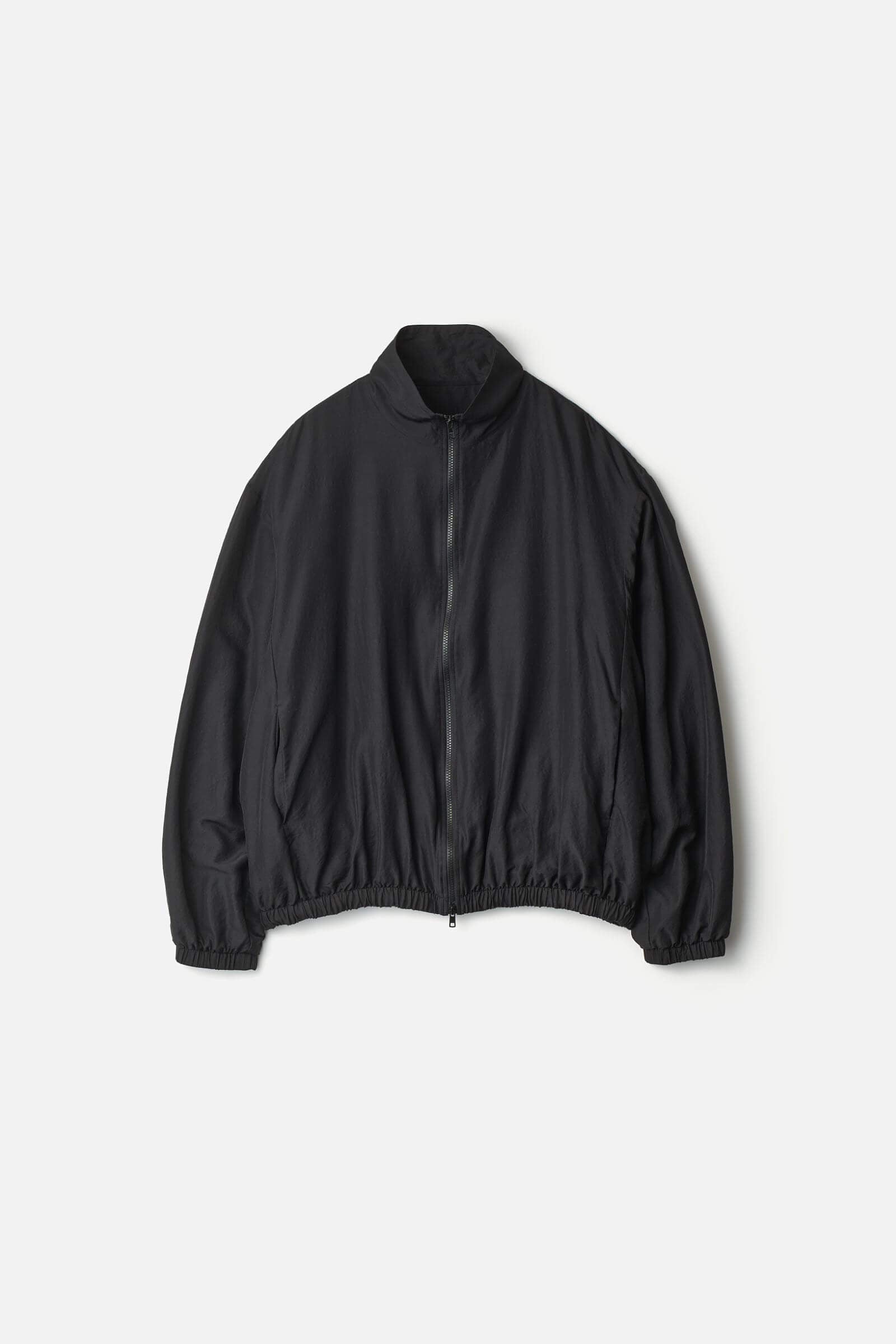 Wool Silk Shirred Light Zip Jacket