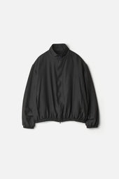 Wool Silk Shirred Light Zip Jacket