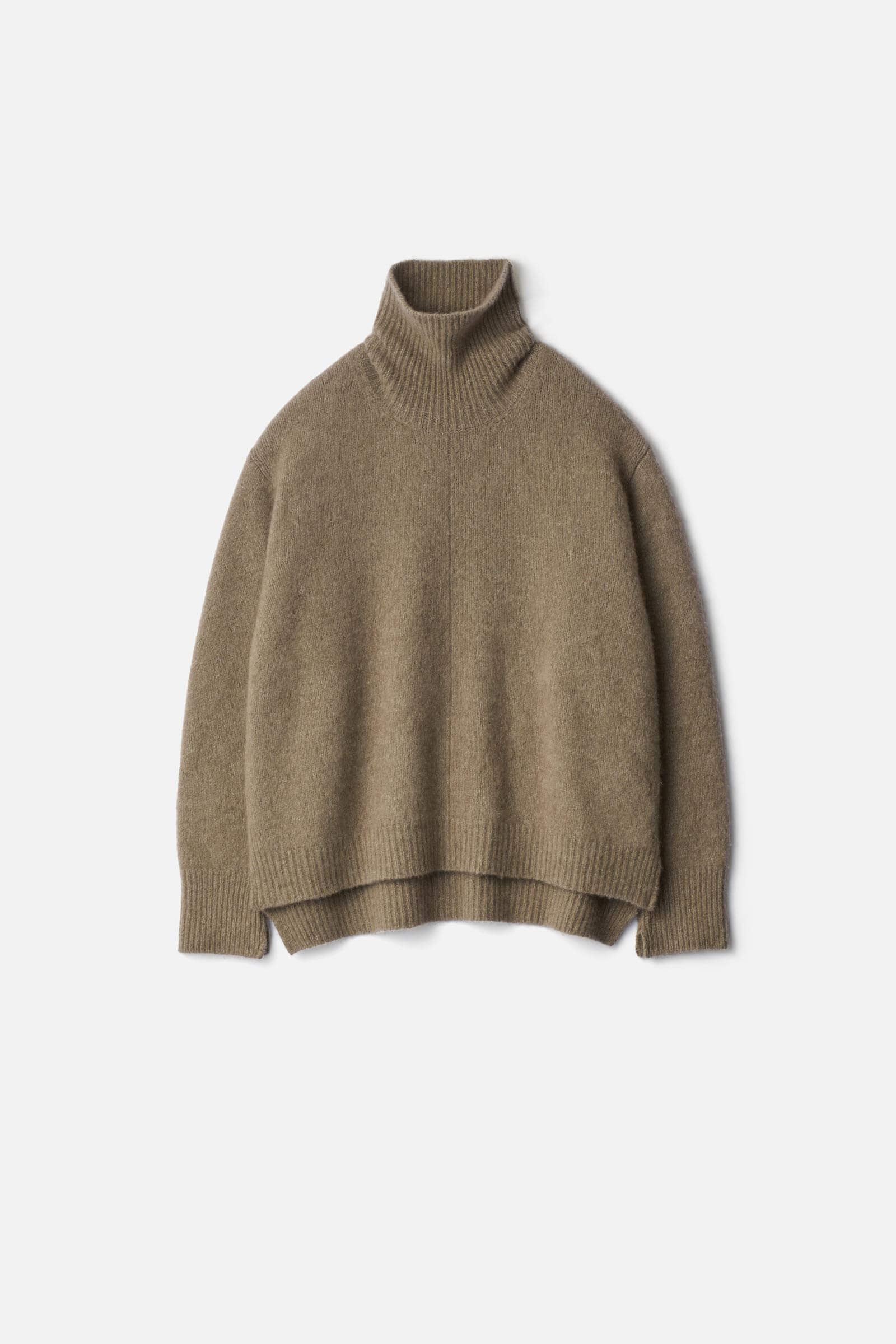 Cashmere Sable Tweed Knit Turtle Neck Ls