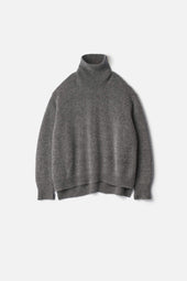 Cashmere Sable Tweed Knit Turtle Neck Ls