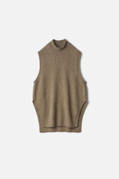 CASHMERE/SABLE TWEED KNIT PULLOVER VEST