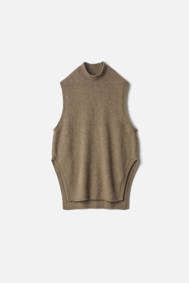 CASHMERE/SABLE TWEED KNIT PULLOVER VEST