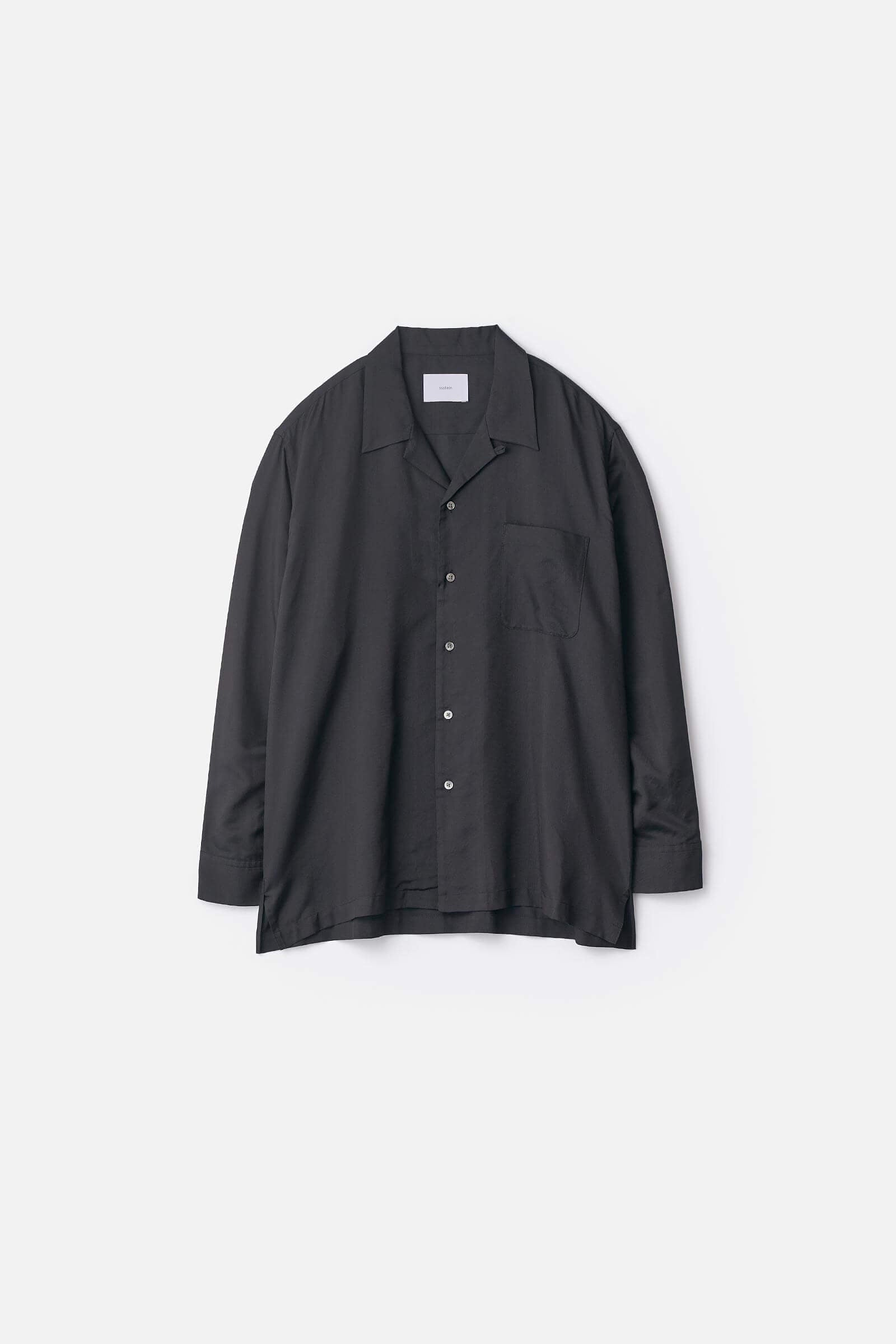 SILK CUPRO TWILL OPEN COLLAR SHIRT
