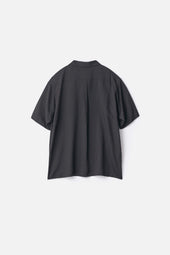 Silk Cupro Twill Open Collar S S Shirt