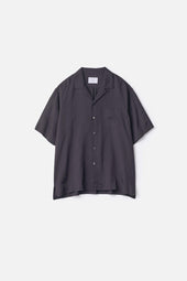 Silk Cupro Twill Open Collar S S Shirt