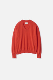 PURE CASHMERE KNIT V NECK LS