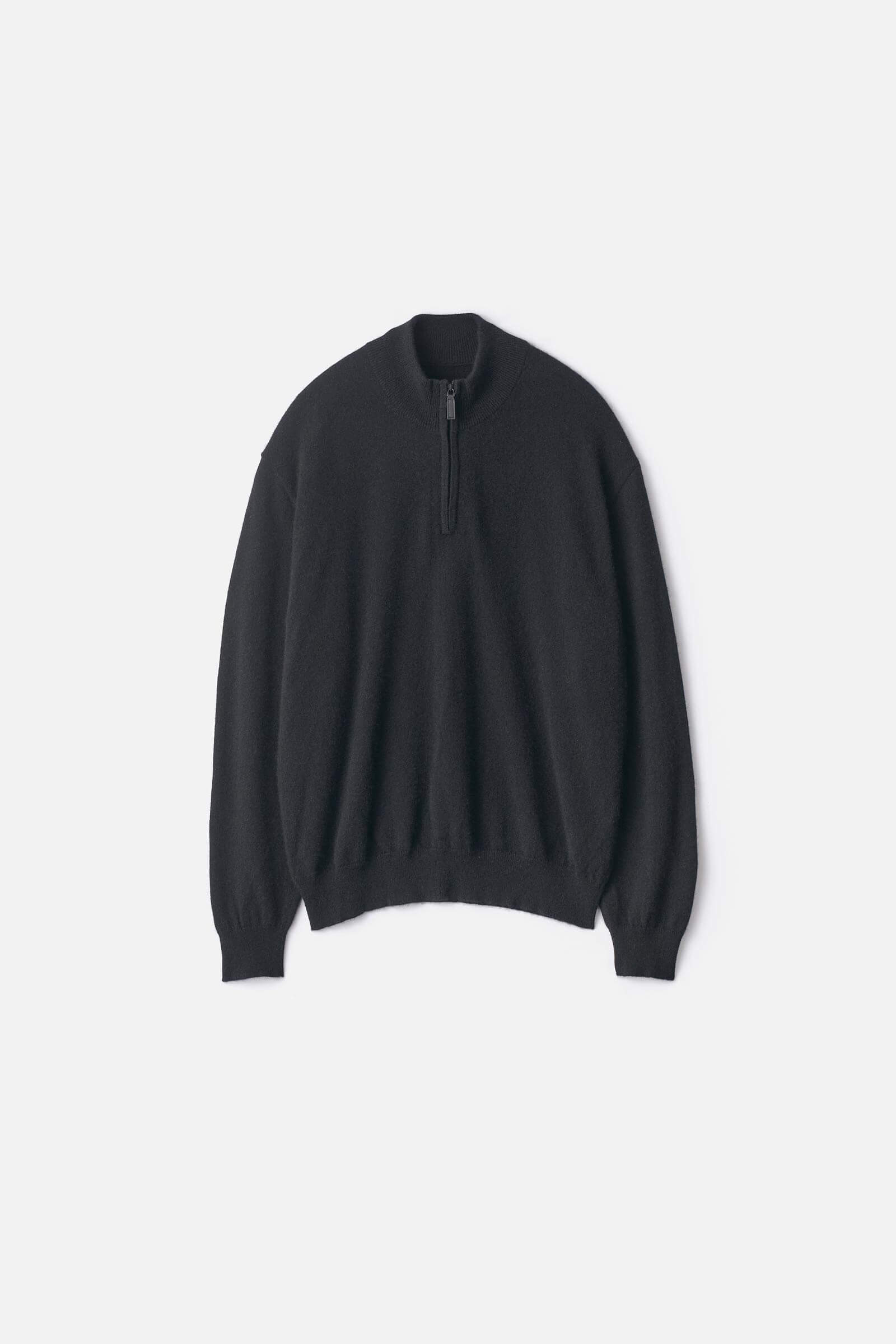 PURE CASHMERE KNIT HALF ZIP LS