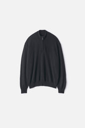 PURE CASHMERE KNIT HALF ZIP LS