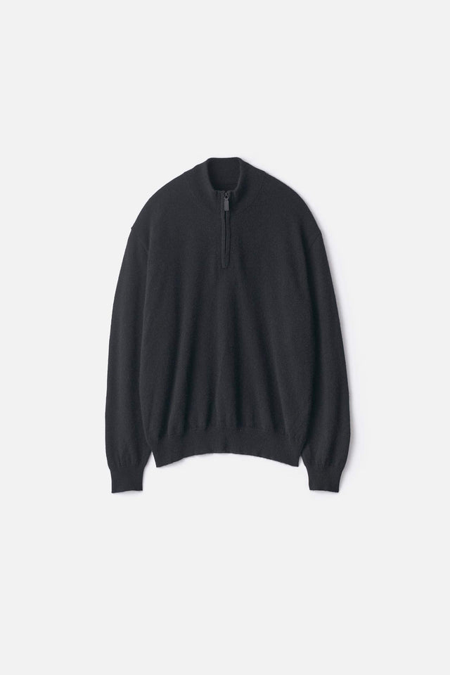 PURE CASHMERE KNIT HALF ZIP LS