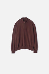 PURE CASHMERE KNIT HALF ZIP LS