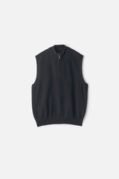 EXTRA FINE WOOL KNIT HALF ZIP VEST