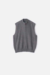EXTRA FINE WOOL KNIT HALF ZIP VEST