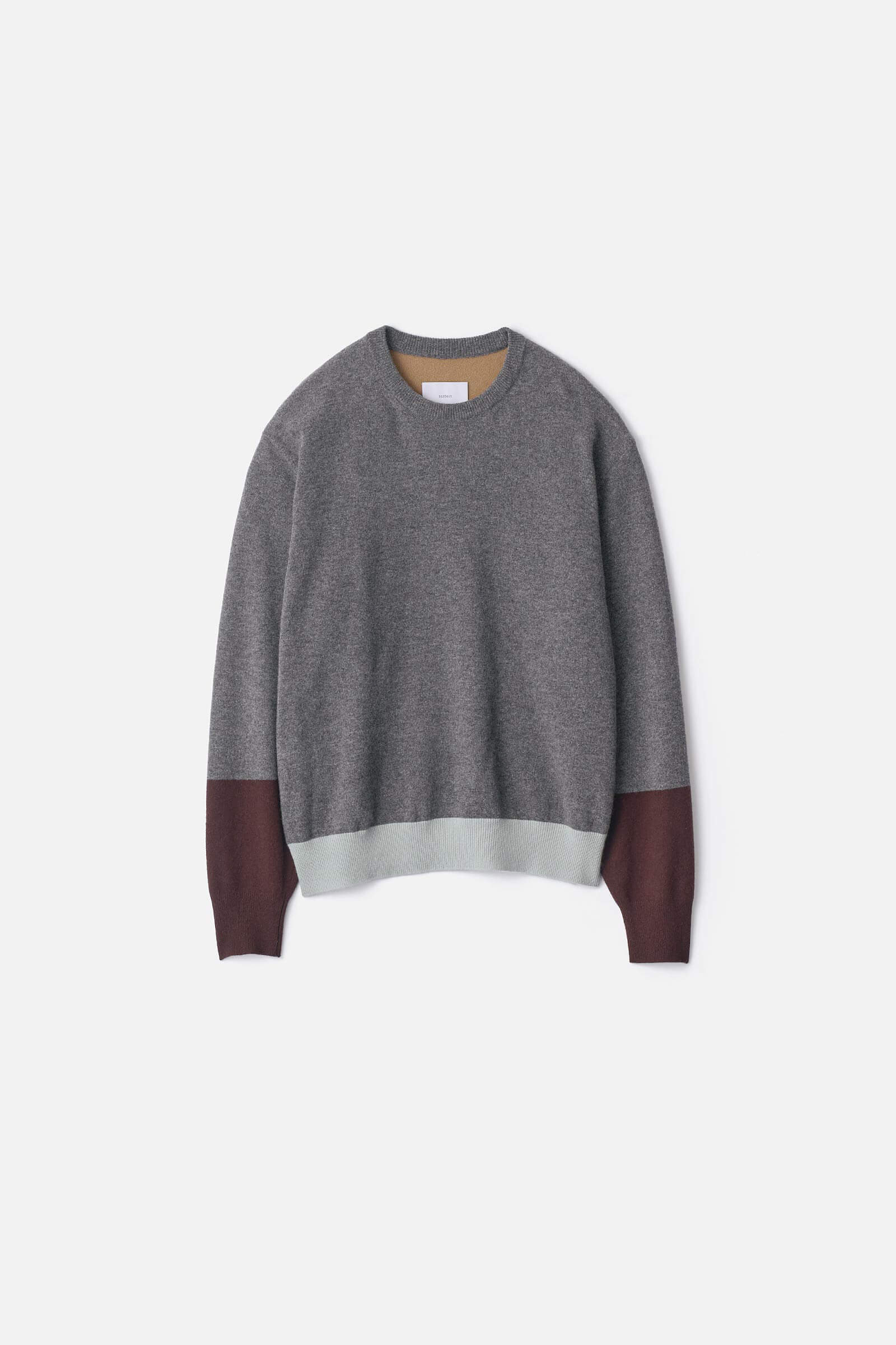 EXTRA FINE WOOL KNIT COLOR BLOCK LS