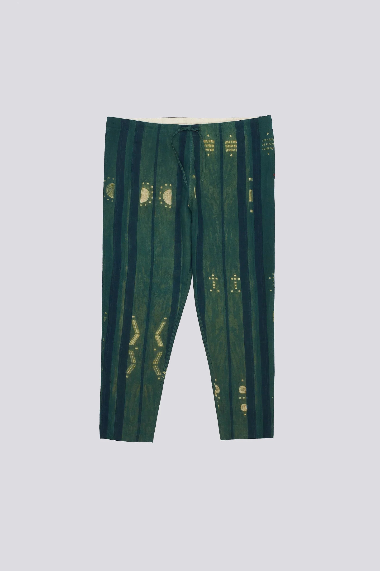 String Pants With Shibori Block Printed