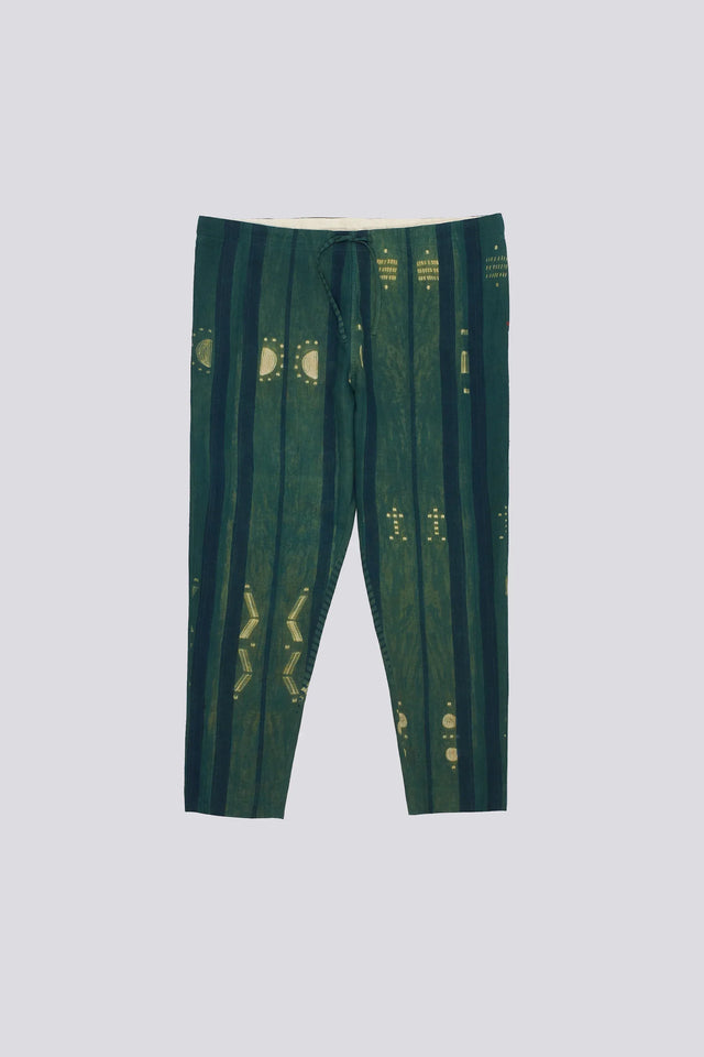 String Pants With Shibori Block Printed