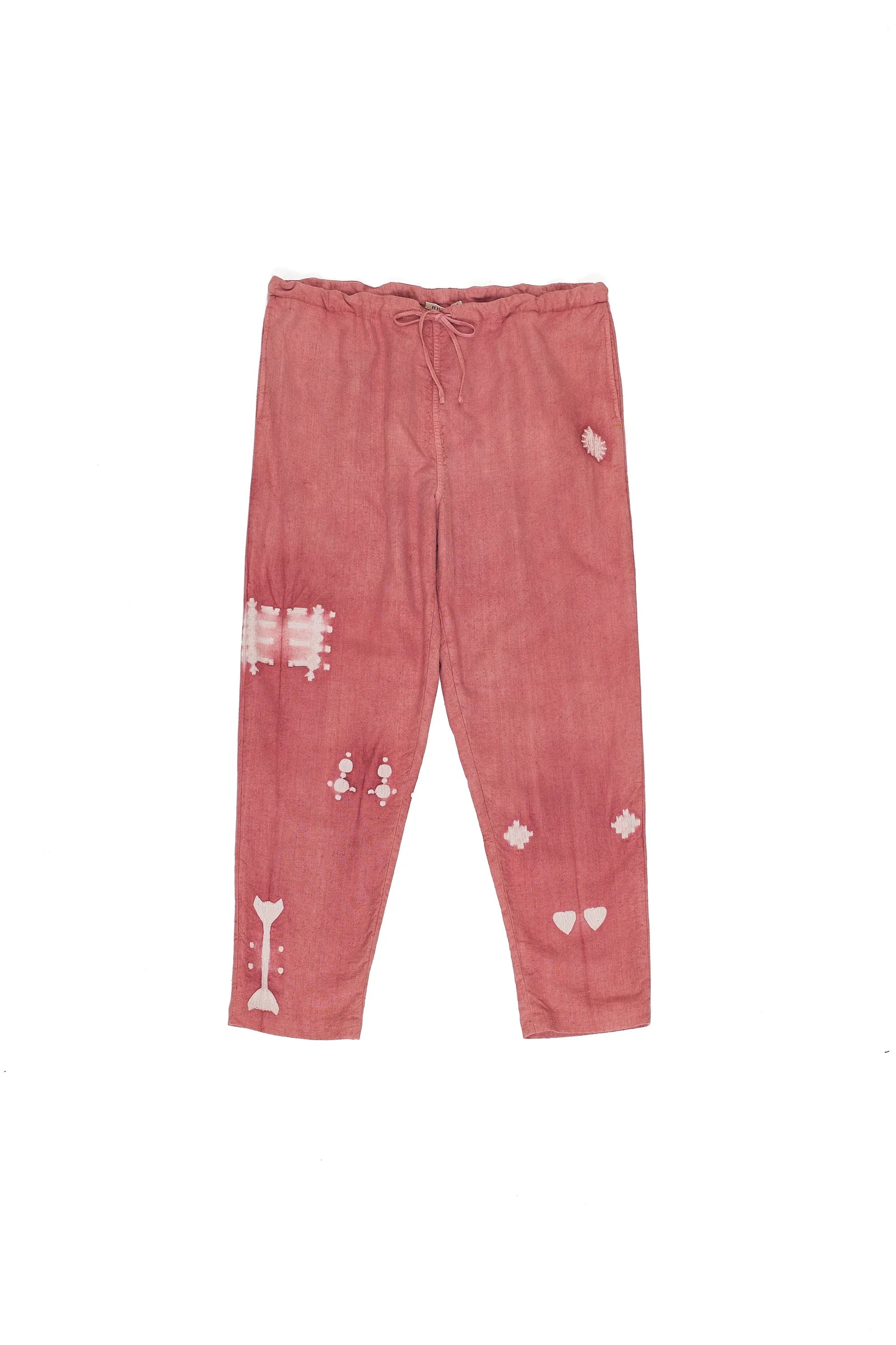 Shibori Fine Cotton Drawstring Pants in Chalk Pink