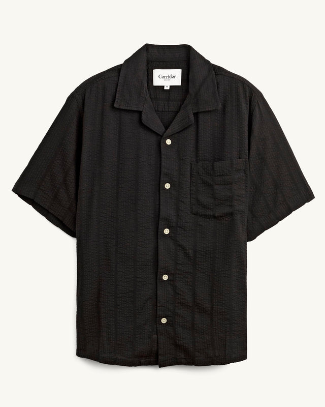 Striped Seersucker SS - Black