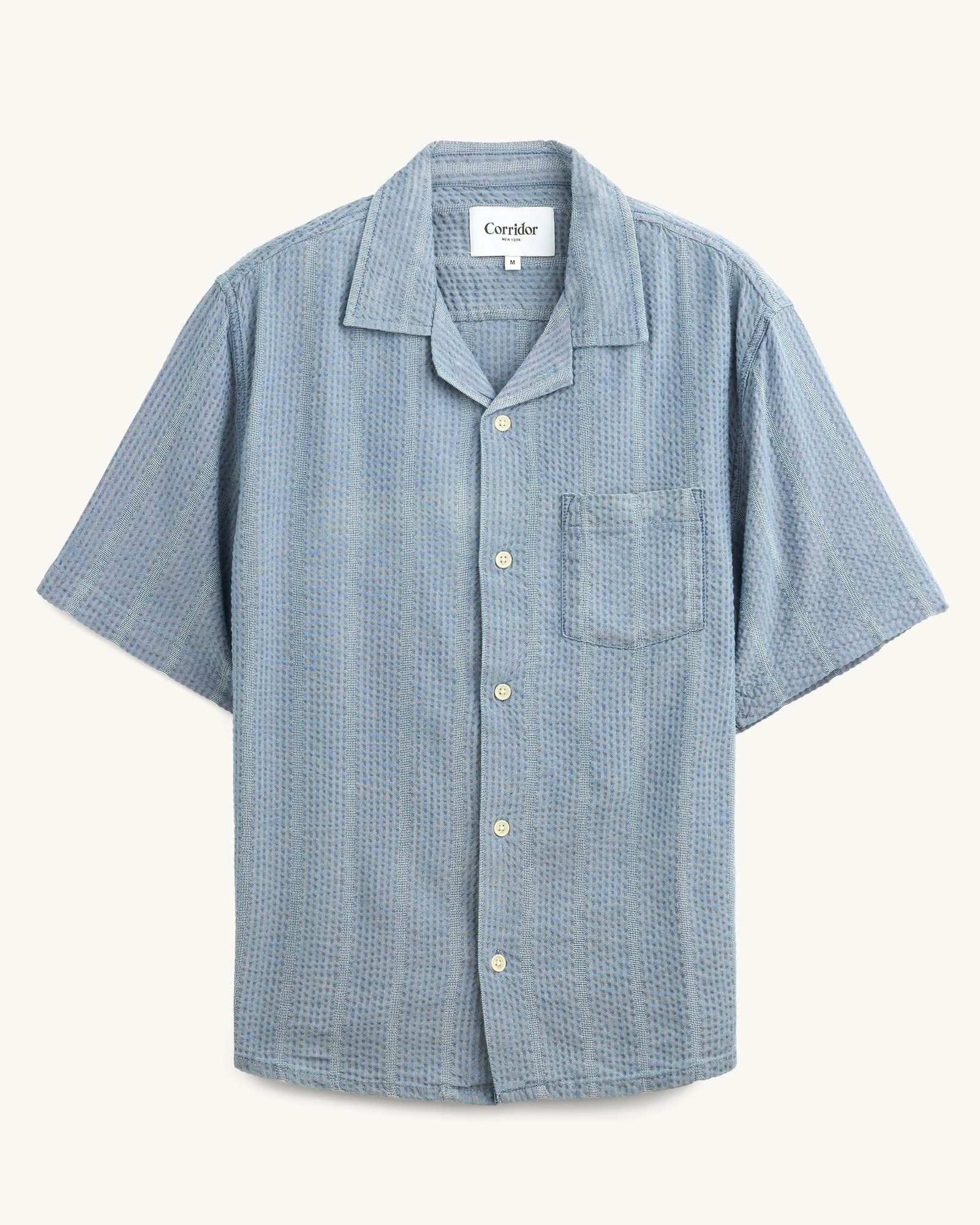 Striped Seersucker SS - Indigo