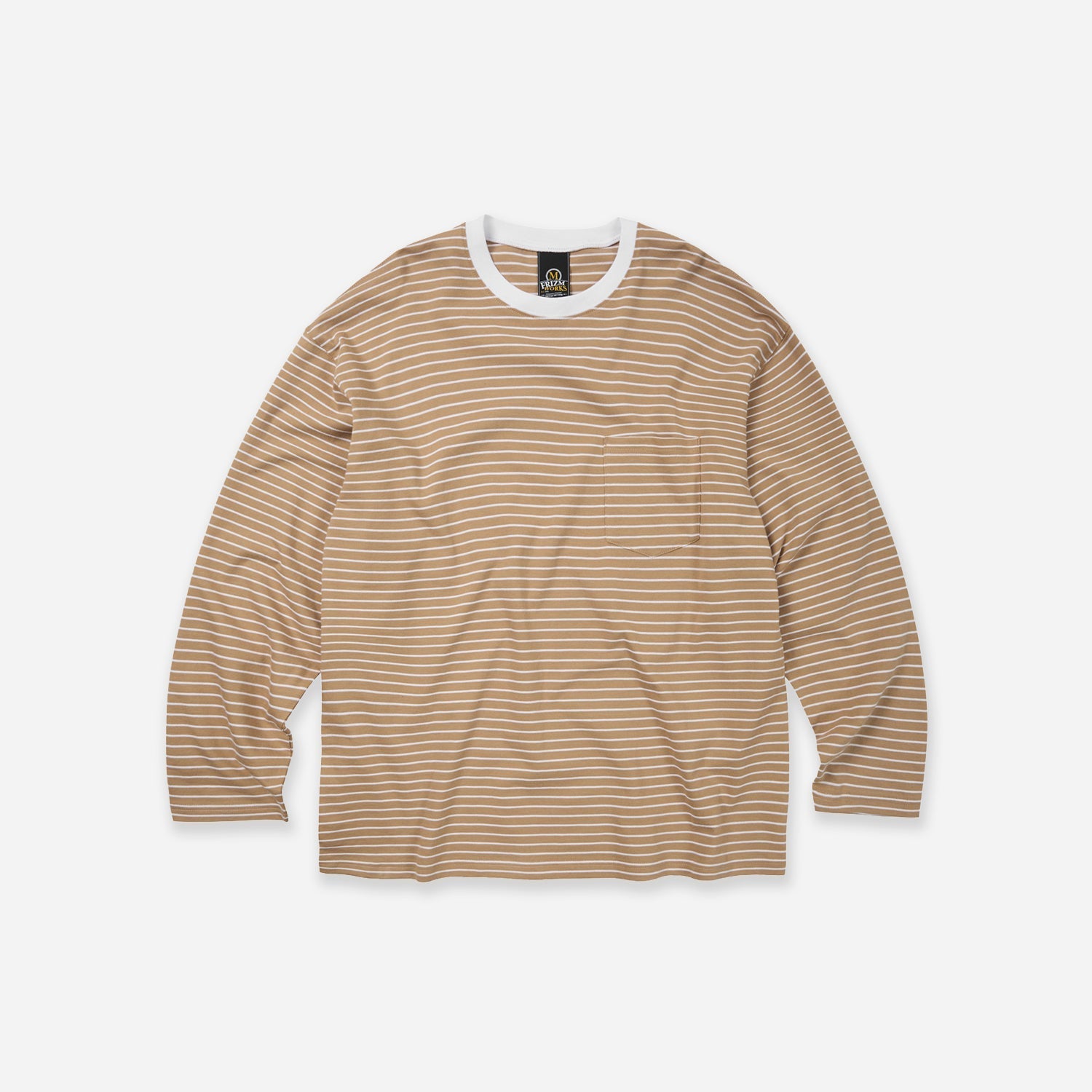 Stripe Relaxed Long Sleeve T Shirt Beige