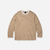 STRIPE RELAXED LONG SLEEVE T-SHIRT - BEIGE