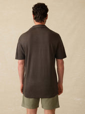 Ss Linen Polo - Washed Black
