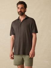 Ss Linen Polo - Washed Black
