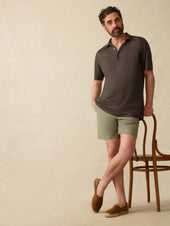 Ss Linen Polo - Washed Black