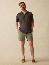 Ss Linen Polo - Washed Black