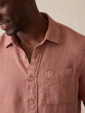 Short-Sleeve Palma Linen Shirt - Cedar Rose