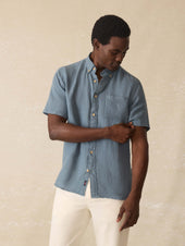 Short-Sleeve Laguna Linen Shirt - Deep Marine